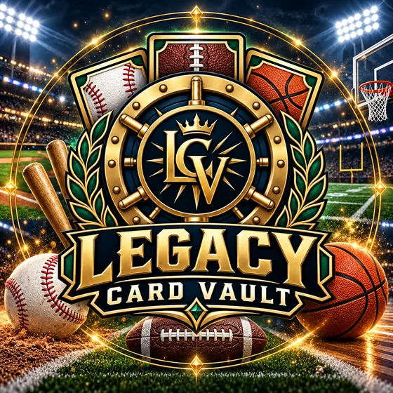 Legacy Card Vault with a baseball, a football and a basketball